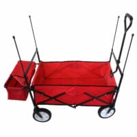 Bollerwagen Leiterwagen Handwagen klappbar ~ Dach/Hecktasche rot