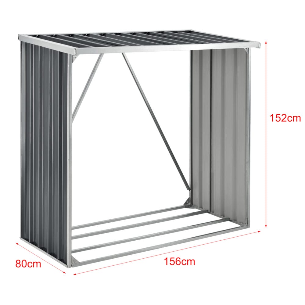 Brennholzunterstand Kalmar 156x80x152cm aus Stahl Anthrazit