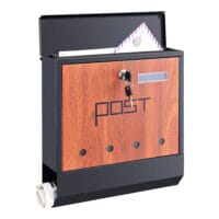 Briefkasten Binau 34x31x10cm Stahl Anthrazit/Holzoptik