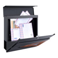 Briefkasten Schönburg 37x37x11cm Stahl Anthrazit/Holzoptik