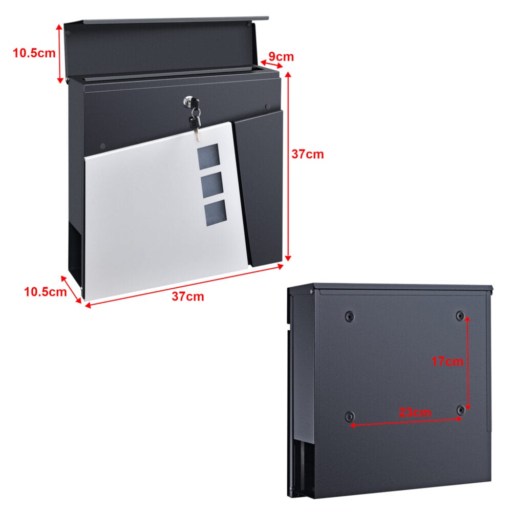 Briefkasten Alfstedt  37x37x10.5 cm Stahl Anthrazit/Silber
