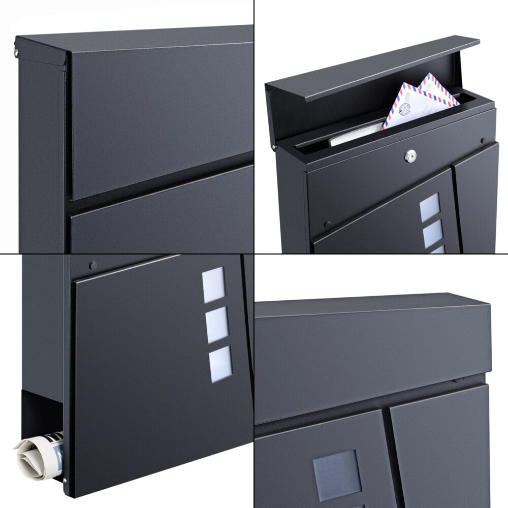 Briefkasten Alfstedt  37x37x10.5 cm Stahl Anthrazit