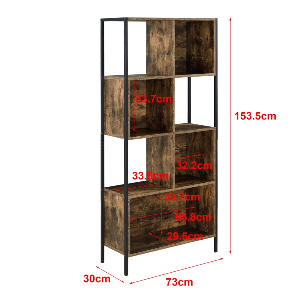 Bücherregal Flakstad 153x73x30cm Dunkler Holzton