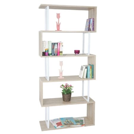 Bücherregal Dohna 183x80cm 3D-Struktur 5 Ebenen ~ Eiche