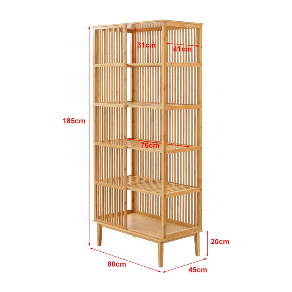 Standregal Carius Bambus Bücherregal 185x80x45cm