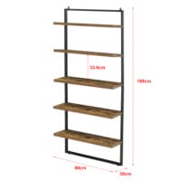 Bücherregal Emmaboda 195x80x30cm mit 5 Ablageflächen Holz