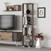 Bücherregal Aalestrup mit 4 Ebenen 153x34x26cm Eiche Anthrazit