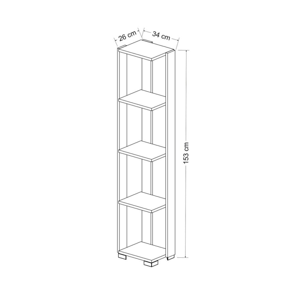 Bücherregal Aalestrup mit 4 Ebenen 153x34x26cm Anthrazit Holz-Optik