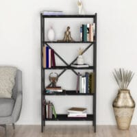 Bücherregal Vanylven 160x66x34cm Marmor schwarz