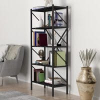 Bücherregal Vanylven 160x66x34cm Marmor schwarz