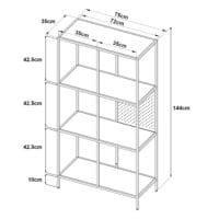 Bücherregal Ingå 144x75x35cm Metall Schwarz matt