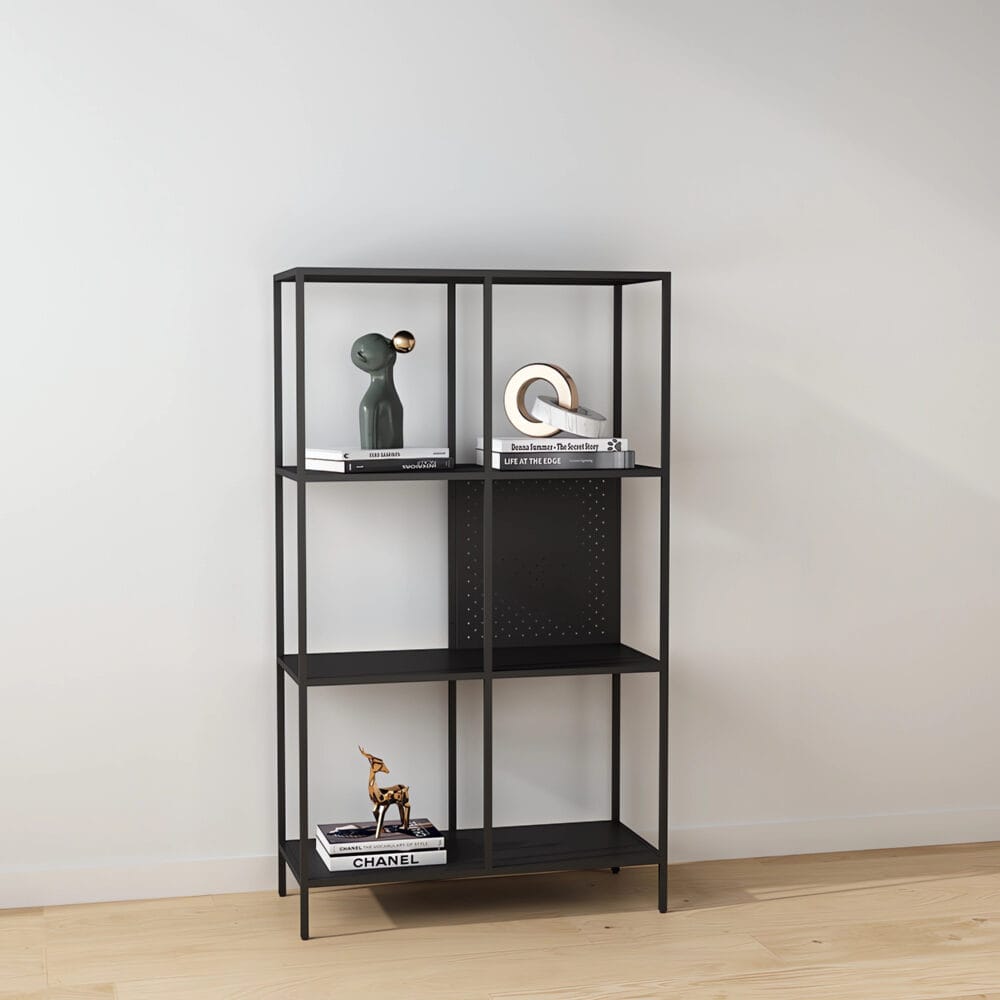 Bücherregal Ingå 144x75x35cm Metall Schwarz matt