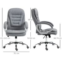 Bürostuhl 360° Ergonomisch Wippfunktion Grau Leinen