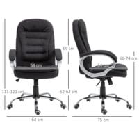 Bürostuhl 360° Ergonomisch Wippfunktion Schwarz Leinen