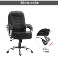 Bürostuhl 360° Ergonomisch Wippfunktion Schwarz Leinen