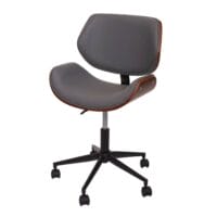 Bürostuhl  Bugholz Walnuss-Optik Retro drehbar höhenverstellbar grau