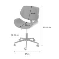 Bürostuhl  Bugholz Walnuss-Optik Retro drehbar höhenverstellbar grau
