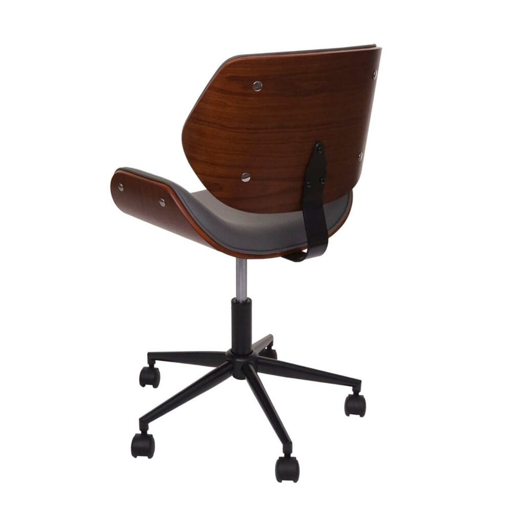 Bürostuhl  Bugholz Walnuss-Optik Retro drehbar höhenverstellbar grau