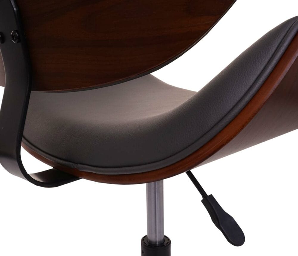 Bürostuhl  Bugholz Walnuss-Optik Retro drehbar höhenverstellbar grau