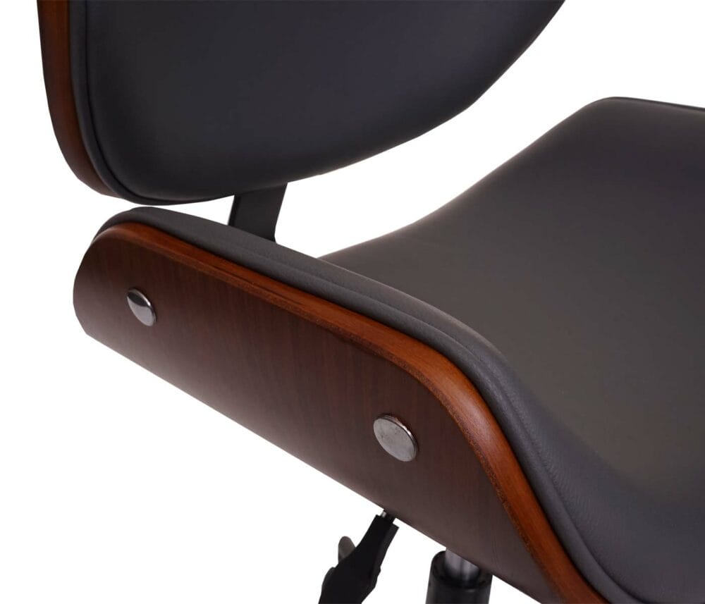 Bürostuhl  Bugholz Walnuss-Optik Retro drehbar höhenverstellbar grau