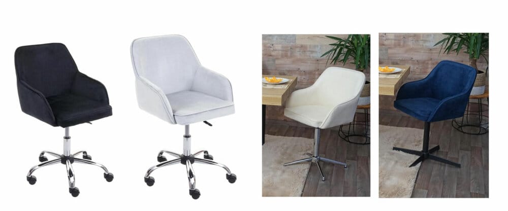 Bürostuhl Chefsessel Retro Design Samt creme-weiss