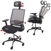 Bürostuhl Córdoba ergonomisch Kopfstütze Stoff/Textil schwarz-grau