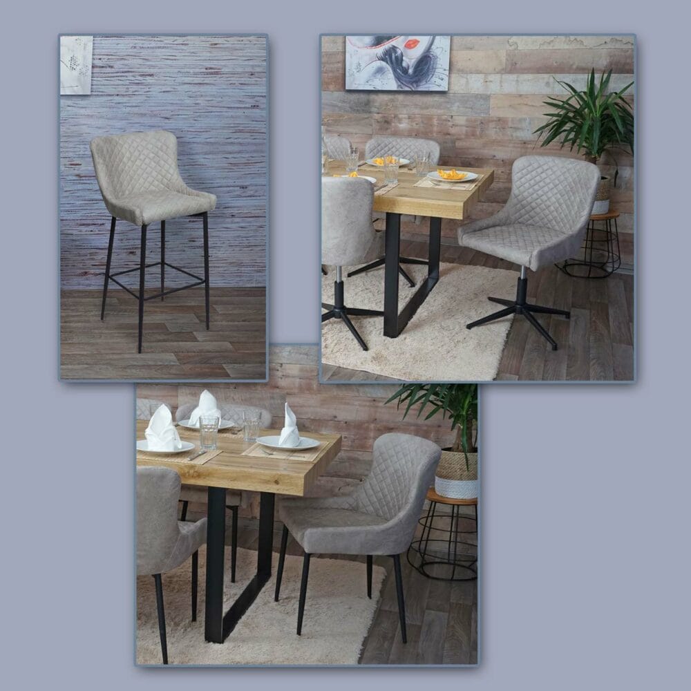 Bürostuhl Drehstuhl Vintage Metall ~ Stoff/Textil grau
