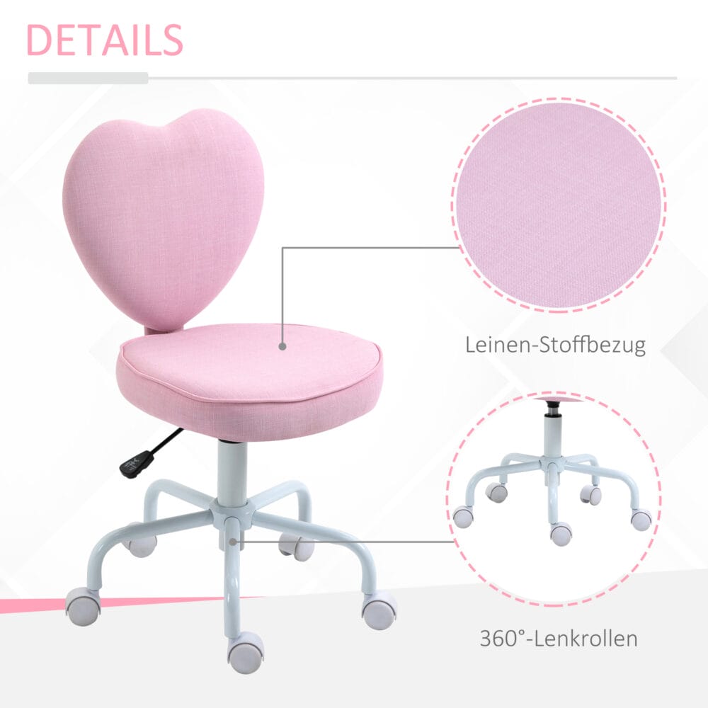 Bürostuhl Herzform Stoffbezug rosa