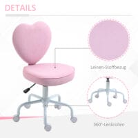 Bürostuhl Herzform Stoffbezug rosa