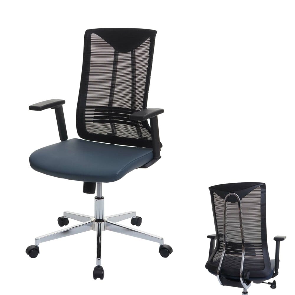 Bürostuhl JAM-J53 ergonomisch Kunstleder blau-grau