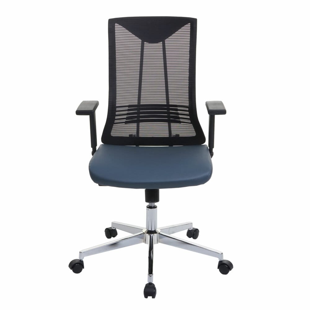 Bürostuhl JAM-J53 ergonomisch Kunstleder blau-grau