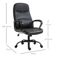 Bürostuhl Massage ergonomisch Schwarz 60 x 70 x 109-119 cm