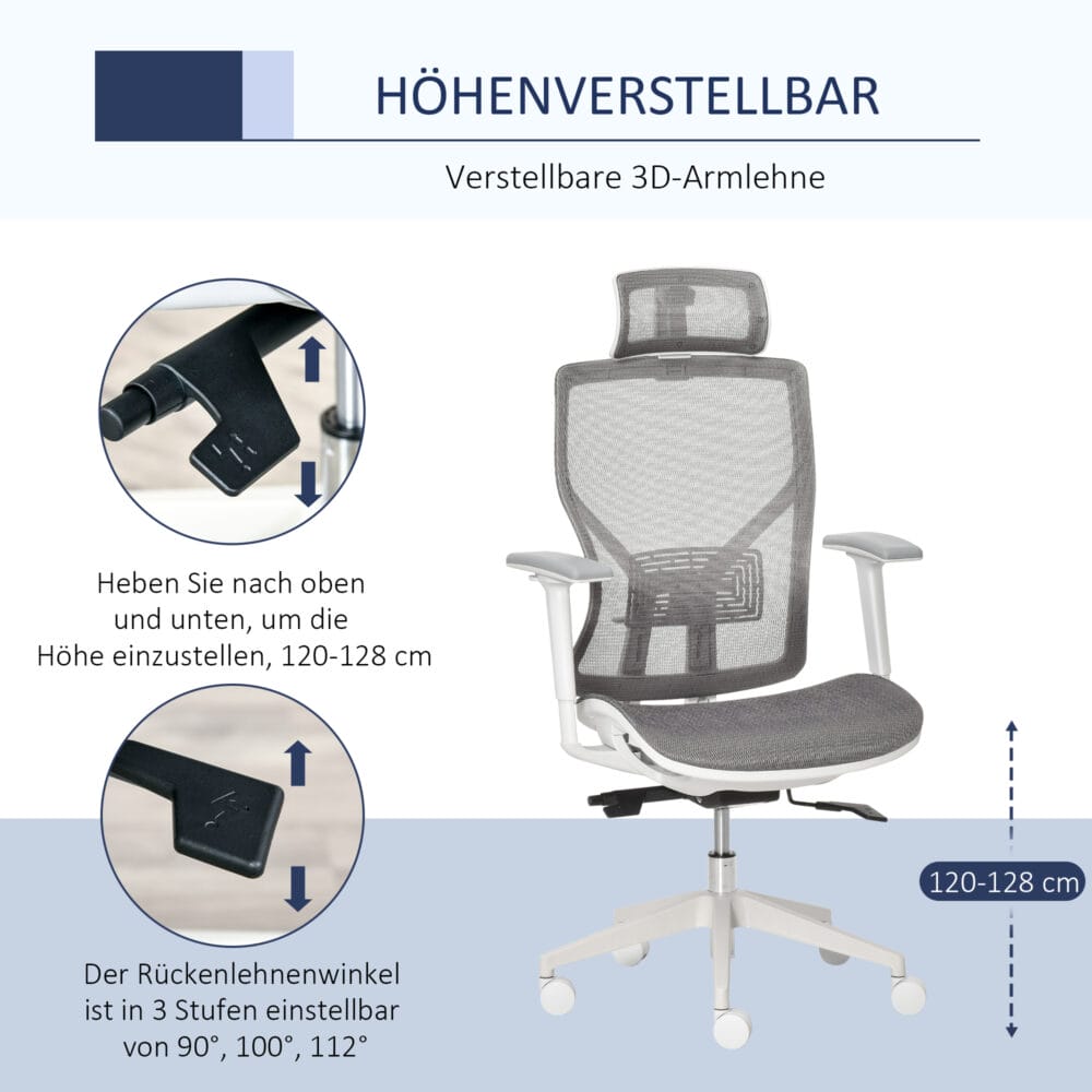 Bürostuhl Mit Kopfstütze und verstellbaren Armlehnen