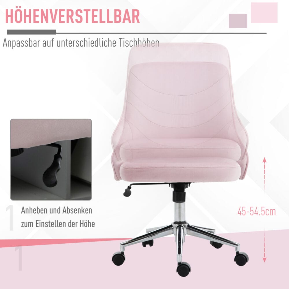 Bürostuhl SOHO-Stil mit Wippenfunktion Samt Rosa