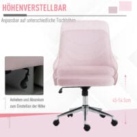 Bürostuhl SOHO-Stil mit Wippenfunktion Samt Rosa