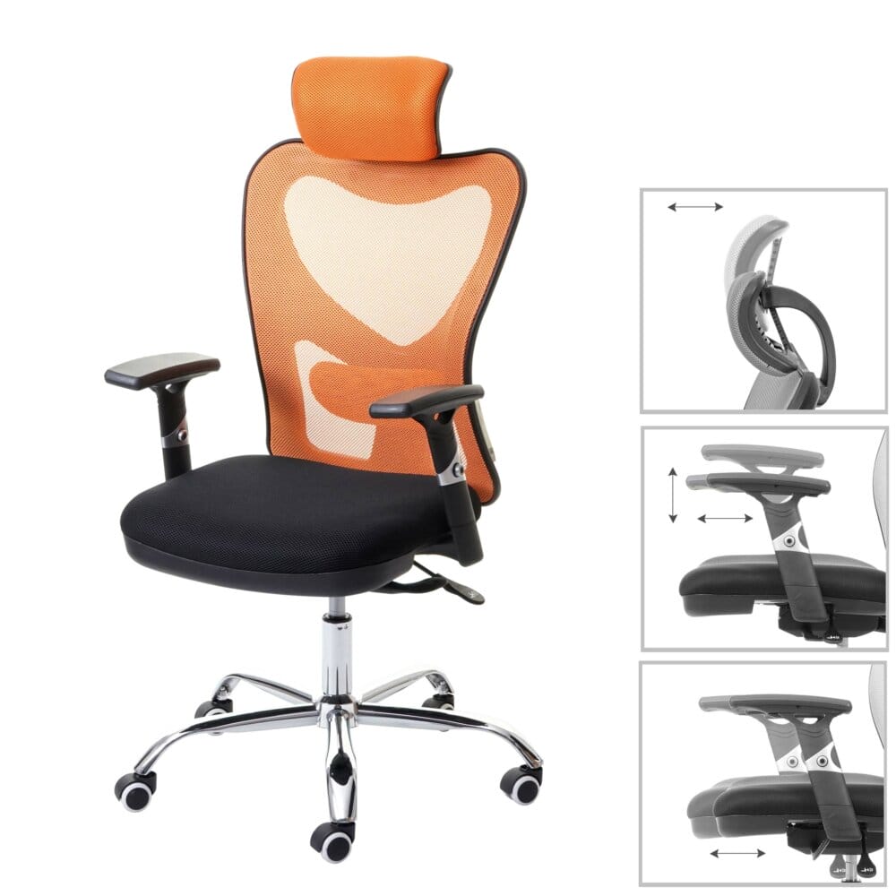 Bürostuhl Sliding-Funktion 150kg belastbar Stoff/Textil schwarz/orange