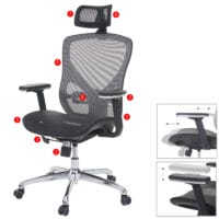 Bürostuhl Sliding-Funktion Textil mit Nackenstütze schwarz/grau