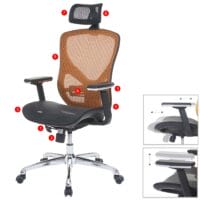 Bürostuhl Sliding-Funktion Textil mit Nackenstütze schwarz/orange