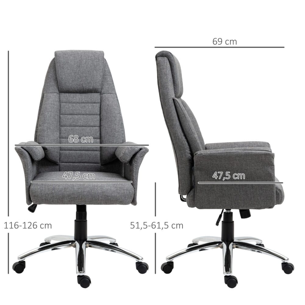 Bürostuhl Stoff + Metall 68x69x116-126cm Grau