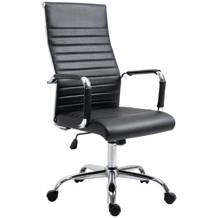 Bürostuhl Wippfunktion gepolstert ergonomisch PU-Leder Schwarz