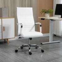 Bürostuhl Wippfunktion gepolstert ergonomisch PU-Leder Weiss