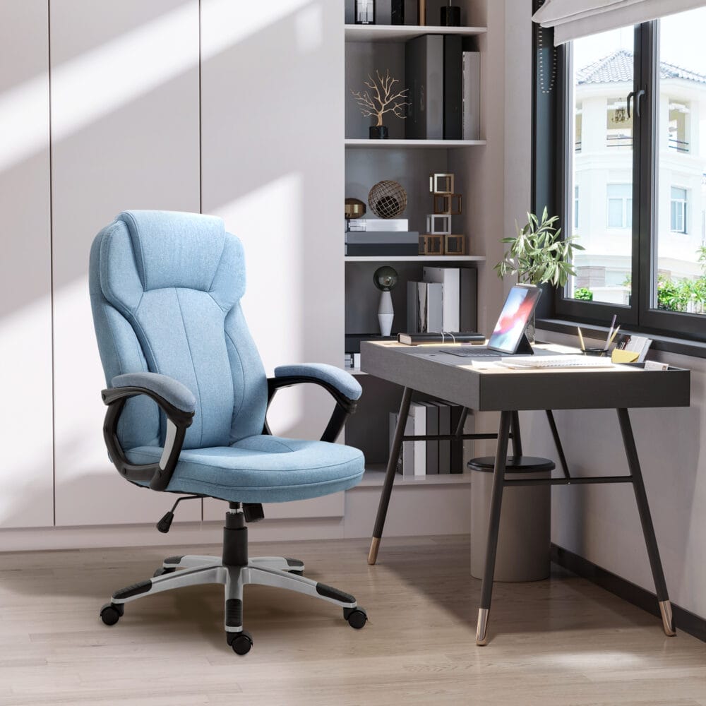 Bürostuhl Wippfunktion mit Kopfstütze ergonomisch Hellblau