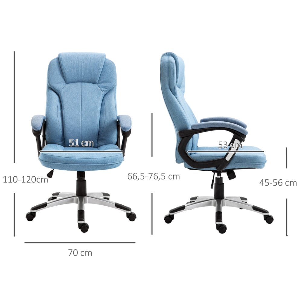 Bürostuhl Wippfunktion mit Kopfstütze ergonomisch Hellblau