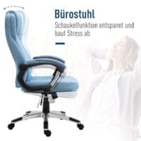 Bürostuhl Wippfunktion mit Kopfstütze ergonomisch Hellblau