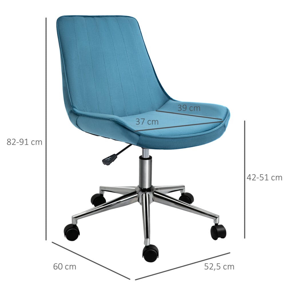 Bürostuhl drehbar 360° Samtstoff 52.5x60x82-91cm