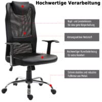 Bürostuhl ergonomisch PU schwarz 66x73x108-118cm