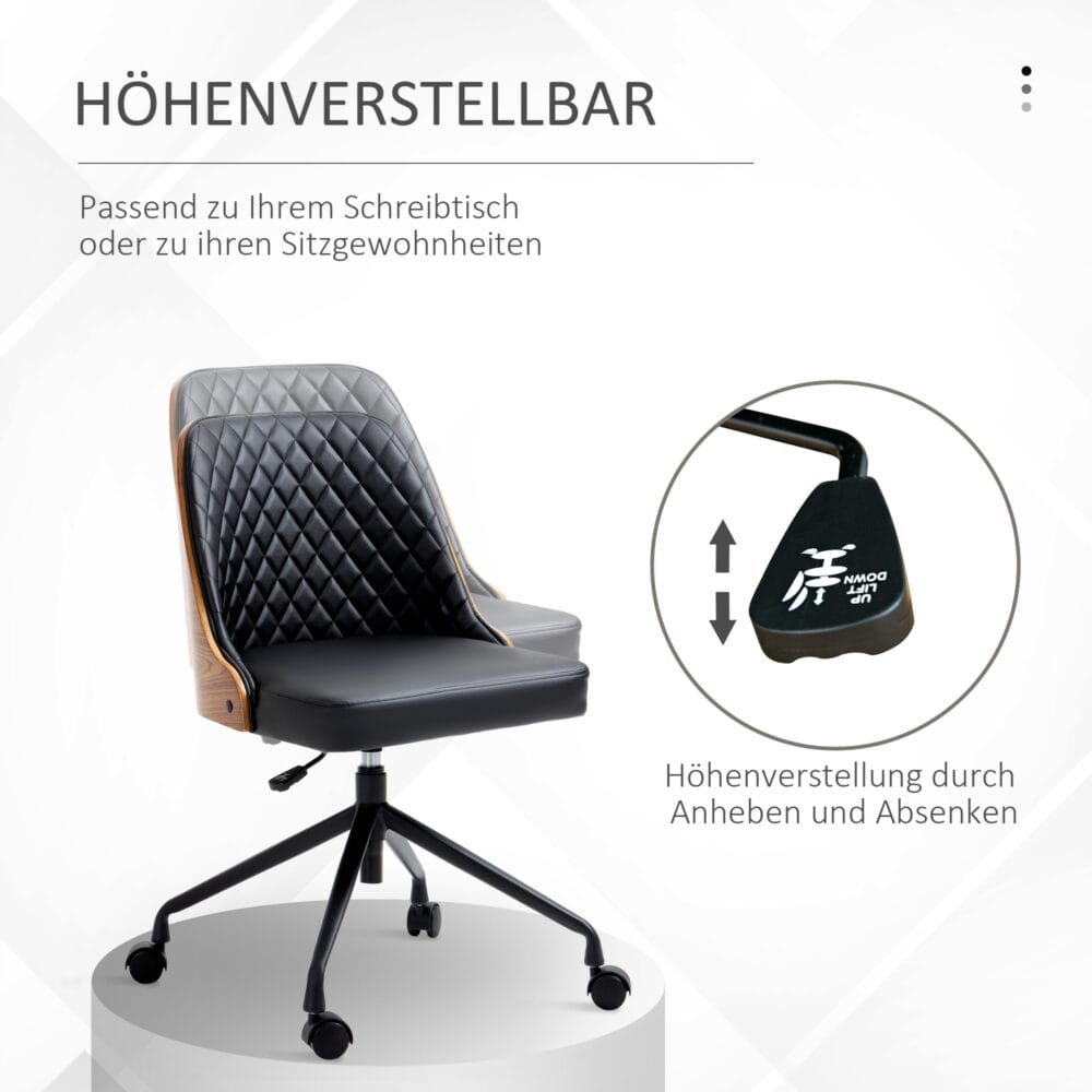 Bürostuhl mit 360° höhenverstellbarer ergonomisch Schwarz