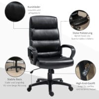 Bürostuhl mit Wippfunktion Schwarz 66x66x107-114cm