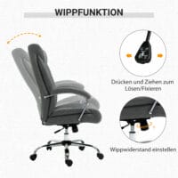 Bürostuhl mit Wippfunktion ergonomisch Grau 65x78x110-120cm