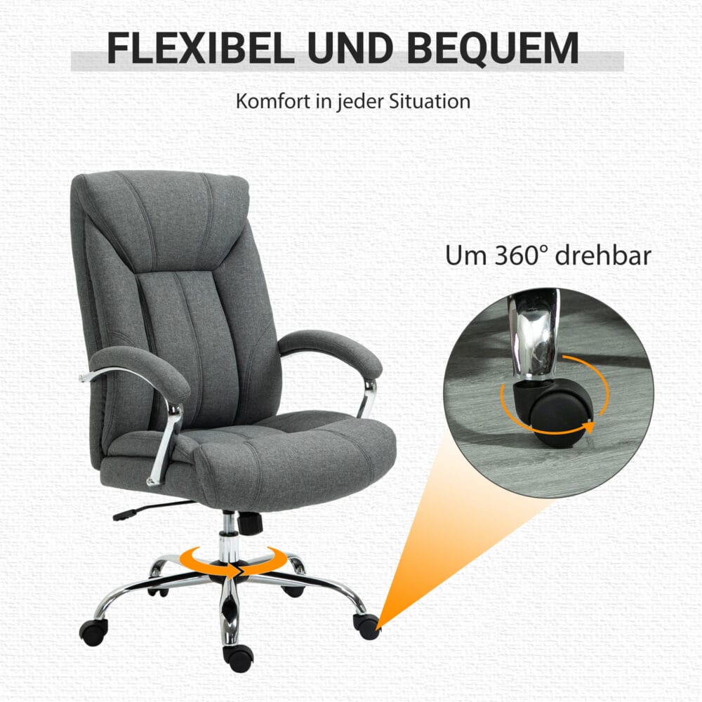 Bürostuhl mit Wippfunktion ergonomisch Grau 65x78x110-120cm